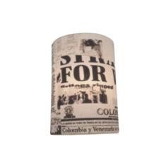 Arandela Meia Cana Retro Md-2003 Cúpula em Tecido 25/18x10cm Ny-Jornal - Bivolt