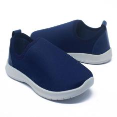 Tênis Infantil Calce Facil Leve Confortável Liso Marinho - Beanna Calç
