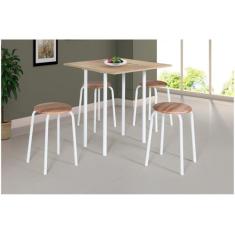 Conjunto Mesa Expert Dobravel 4 Banquetas Tampo bp Carvalho 0,72m x 0,