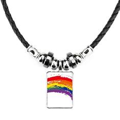 DIYthinker Colar LGBT Rainbow Gay Lésbica Transgênero Colar Joias Torque Pingente de Corda de Couro