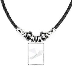 DIYthinker Colar com padrão de pombo branco abstrato origami joia torque pingente de corda de couro