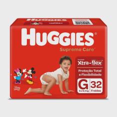 Fralda huggies supreme care mega G com 32 unidades