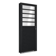 Porta de Aço de Giro Mista com Travessa 215x85cm Aço Pronto Riobras Preto