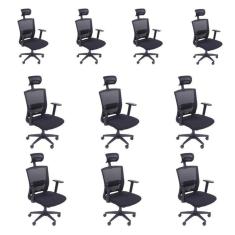 Kit 10 Cadeiras para Escritório Presidente NR17 Office 3317 Or Design Preto