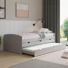 Bicama Ulli Madeira Maciça 3 GV Cinza Claro