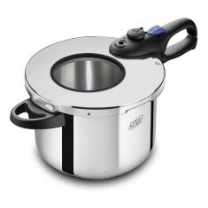Panela De Pressão Em Aço Inox Premium Com Visor 6 Litros Mta Cor Aço Inox