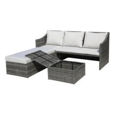 Sofá Modular Vime Ratan 3 Lugares + 2 Mesa Bau Apoio 4 Peças - Just Ho