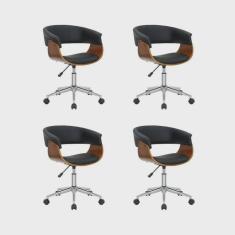 Kit 4 Cadeiras Escritório Diretor Giratória Regulável