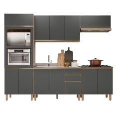 Armário De Cozinha 5 Peças E Pia 120cm Jany N03 Carvalho/grafite - Mpozenato