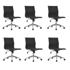 Kit 6 Cadeiras De Escritório Sevilha Baixa Sem Braços Rivatti Preto