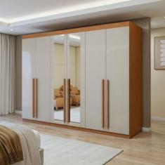 Guarda-roupa 6 Portas 4 Gavetas Bertha com Espelho - Móveis Lopas