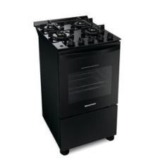 Fogão Brastemp Piso 4 Bocas com Mesa de Vidro e Grades Duplas de Ferro Fundido Preto Bivolt BFO4VAE Bivolt