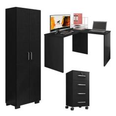 Mesa para computador com Extensora e Gaveteiro Gávea com Chave 4 Gavet