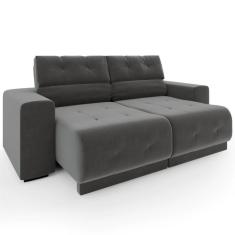 Sofá Mamflex Retrátil e Reclinável Taurus 3 Lugares 3080 em tecido Veludo Cinza