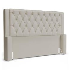 Cabeceira Cama Box Casal Padrão Atena 160cm Capitonê com Frame Sintético Bege - Desk Design