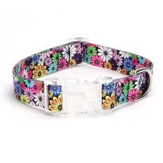 haoyueer Coleira de cachorro com estampa floral para cães pequenos, médios e grandes, com fivela de liberação rápida para meninas, fêmeas, cães, de nylon macio, confortável, durável, coleira para