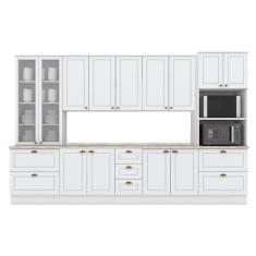 Cozinha Completa Americana 8 Peças (2Aéreos+2Balcões+2Paneleiros+2Complementos) C5P50 Branco - Henn