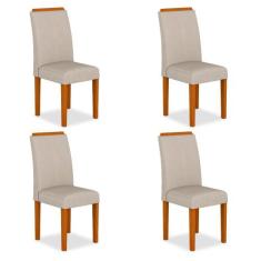 Kit 04 Cadeiras Londres Wood Cinamomo/ Bege - Moveis Arapongas - A Móv