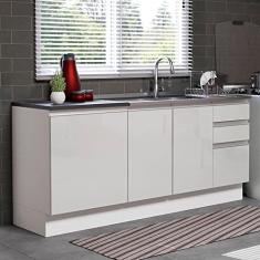 Kit com 2 Balcões de Cozinha Madesa Acordes 100% Mdf (sem Tampo e Pia) - Frentes Branco Brilho