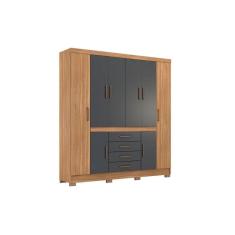 Guarda Roupa Casal 8 Portas e 4 Gavetas New Realce Amendola/Grafito - Demóbile
