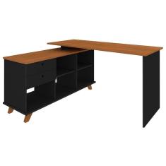 Mesa Escrivaninha Em L 2 Gavetas E Nichos Golden A06 Freijó-preto - Mpozenato