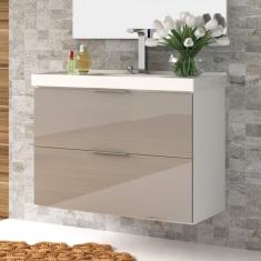 Gabinete para Banheiro sem Tampo 80cm Pietra Móveis Bosi Branco/gianduia Brilho