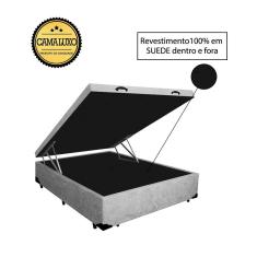 Cama Box Baú Luxo Blindado Viúva AColchoes Suede Cinza 41x128x188