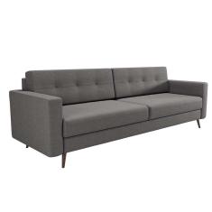 Sofá 3 Lugares Living Pé Palito Linho Cotton Cinza 210 cm