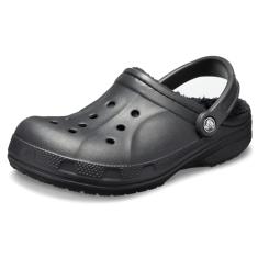 Crocs Tamanco masculino e feminino forrado com Ralen | Chinelos quentes e felpudos, Preto/preto, 11 Women/9 Men
