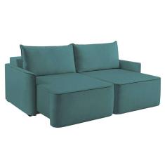 sofá 2 lugares retrátil moon linho verde 160 cm