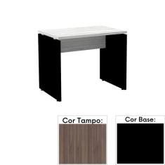 Mesa de Escritório Pé Painel PE25 em MDP 90 x 60 cm Cor Walnut e Base Preta