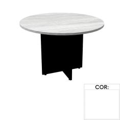 Mesa de Reunião Redonda 110 x 110 cm Pé Painel PE25 em MDP Branca com Base Branca