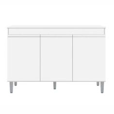 Balcão de Pia Cozinha Manu 120cm Branco 1889 Sem Tampo AJL Móveis