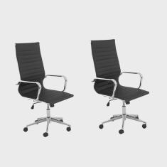 Kit 2 Cadeiras de Escritório Presidente Esteirinha em Corino Sevilha