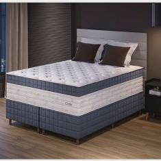 Cama Box Queen 158x198x78 com Colchão Molas Ensacadas Duplo Molejo Chile Yescasa Azul