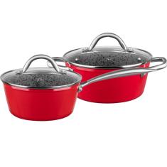 Jogo De Panelas 2 Peças Gourmet Vermelho Granito Antiaderente mta