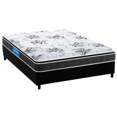 Cama Box Casal Kit Guarda Costas Espuma D33 Suede Black 138x188 Preto Probel