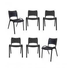 Kit 6 Cadeiras Iso Para Escola Escritório Comércio Preta Base Preta