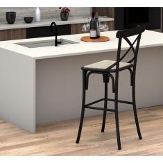 Banqueta Com Encosto Katrina Em Aço Preto