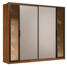 Guarda Roupa Casal Laredo Nogueira Nude Prime Tx Flex Com Vidro Reflecta Demóbile - Demartêz