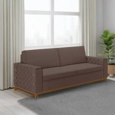 Sofá Living Vintage 3 Lugares 225cm em Linho Áspen - Arte Cúbica Estof