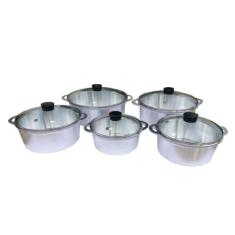 Jogo Panelas Alumínio Batido Fundido Tampa De Vidro Belmar