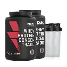 Kit 2x Whey Protein Concentrado 900g Baunilha + 2x Coqueteleira - Dux Nutrition