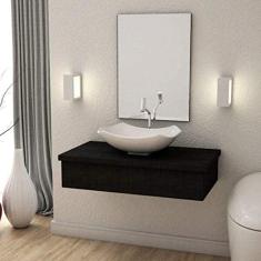 Bancada para Banheiro 80cm com Cuba Abaulada L42 800w Metrópole Compace Preto Onix