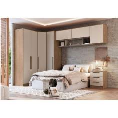 Guarda Roupa Modulado Casal 9 Peças 100% MDF Requinte+ Móveis Castro Macadâmia/Duna Line