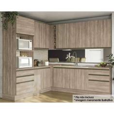 Kit de Cozinha Completa 12 Peças Maxxi 1 (4 Armários + 4 Balcões + 1 Paneleiro + 3 Complementos) CZ200 Nogal - Kappesberg