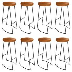 Kit 8 Banquetas Alta Astra Base Metálica - Pallazio