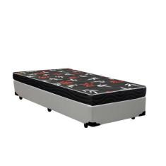 Cama Box Solteiro Colchão Espuma D28 Oriental Preto Ducci + Box Sintét