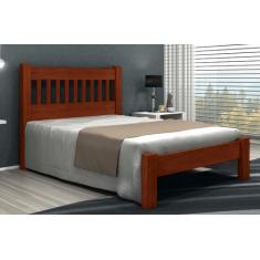 Cama Queen Size Pérola de Madeira Maciça Angelim Pedra/Tauari - Cor Ca