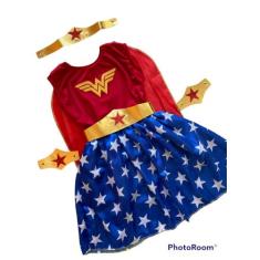 Fantasia infantil mulher maravilha com acessorios - azkaban fantasia, 